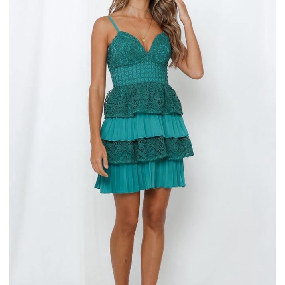MOSSMAN *Change of Heart*  Lace Mini Dress | Jade Green |  US Size 2 | NWT - Picture 3 of 16